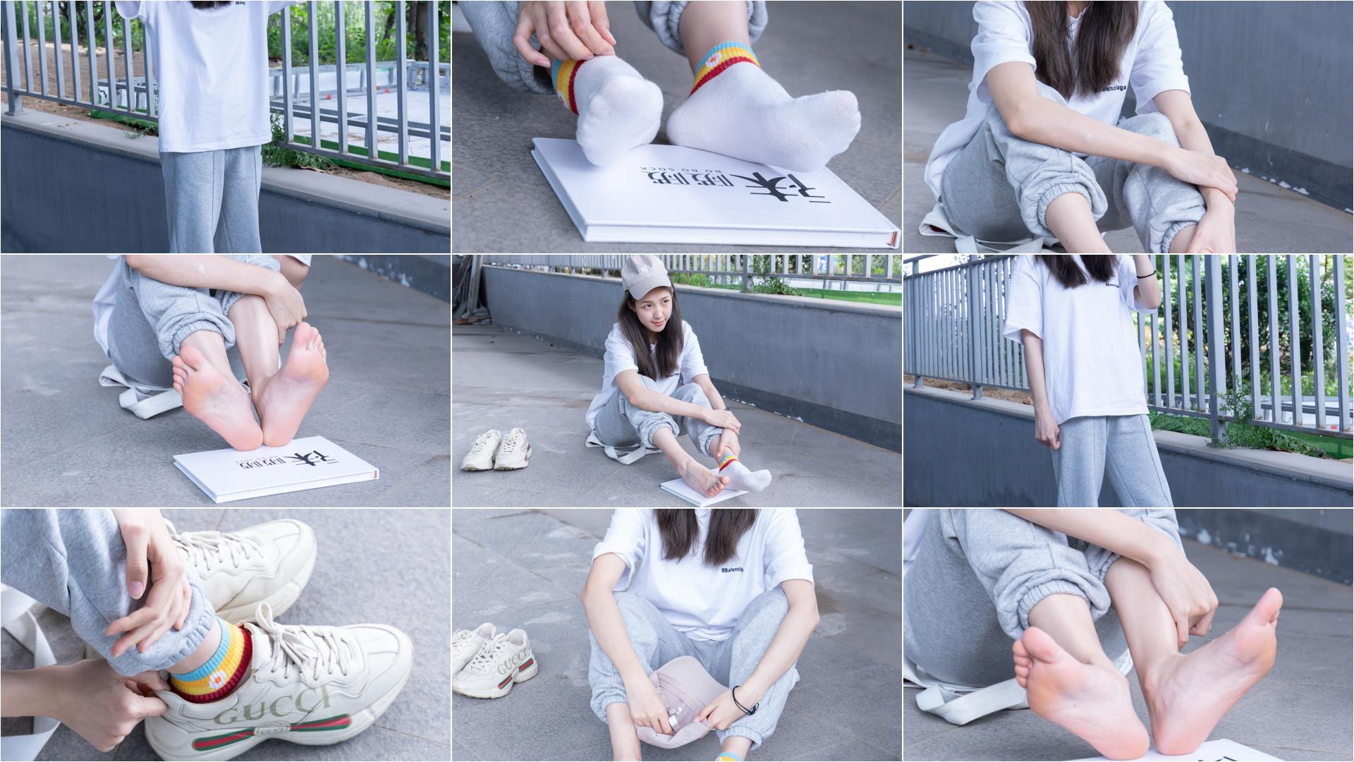 [BoBoSocks袜啵啵]NO.012 泡芙-运动鞋、白棉袜、裸足[132P+1V／3.64GB]-私房图片写真