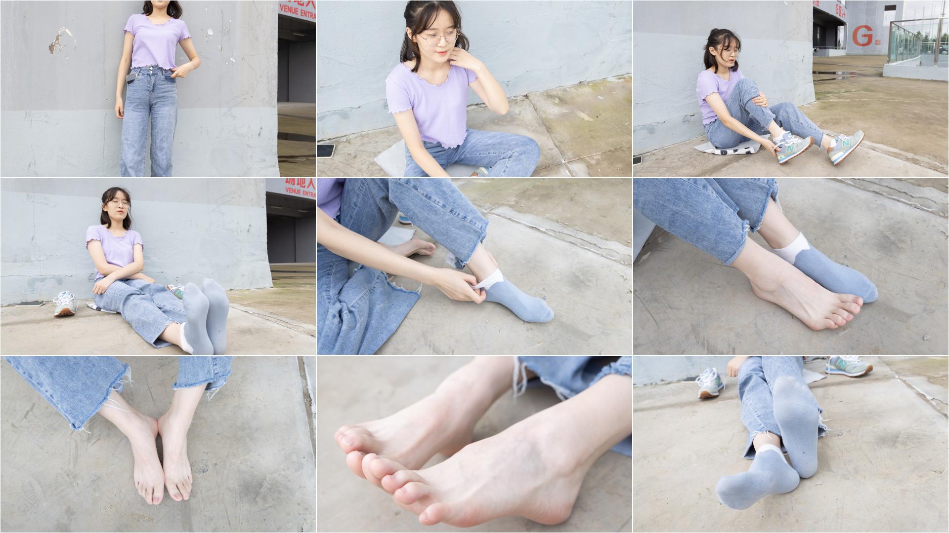 [BoBoSocks袜啵啵]NO.020 熊熊-NB运动鞋、蓝色短棉袜（踩脏）、裸足[150P+1V／4.88GB]-私房图片写真