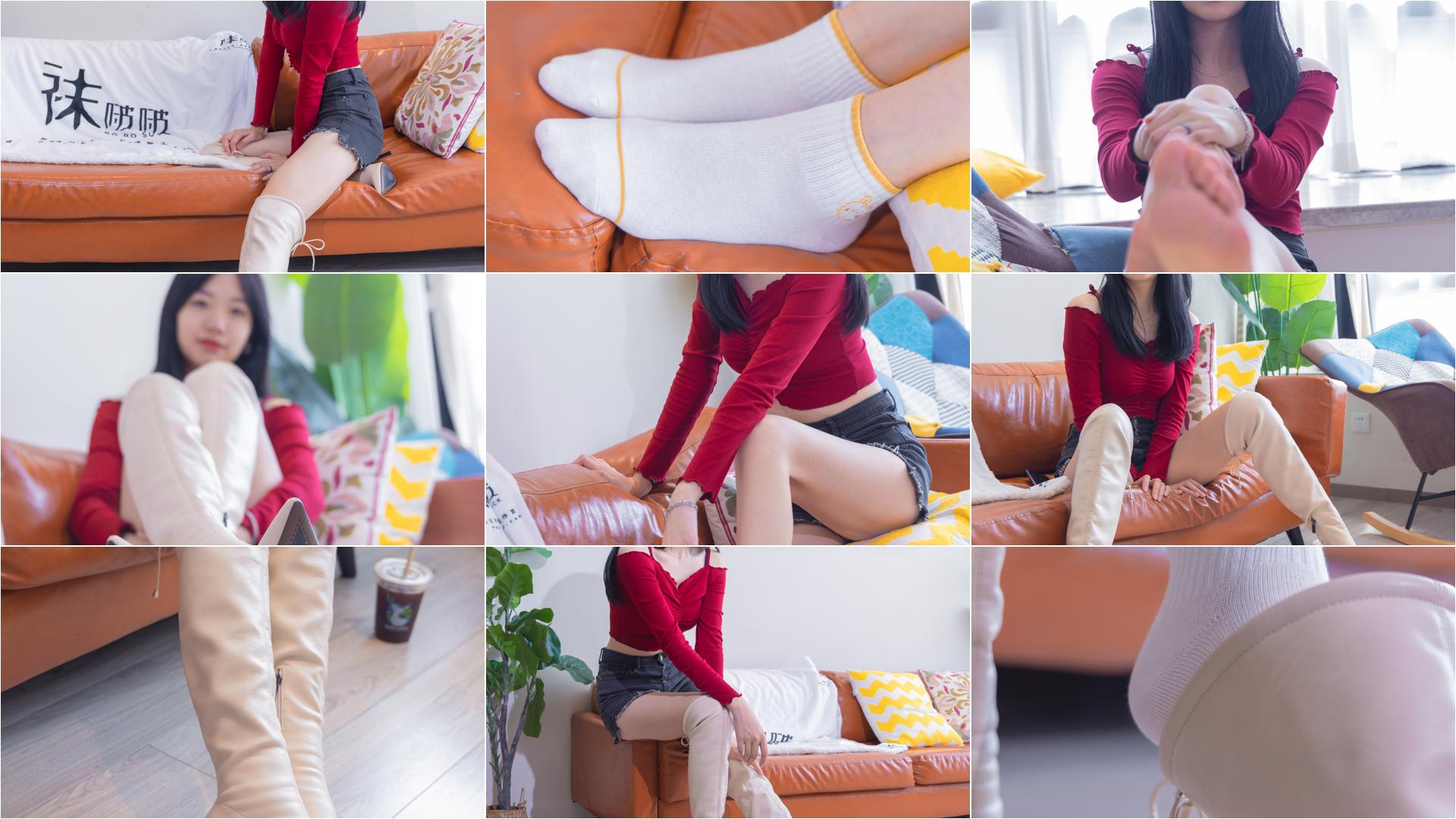 [BoBoSocks袜啵啵]NO.120 小甜豆-高跟长靴、白棉袜、裸足[170P+1V／6.92GB]-私房图片写真
