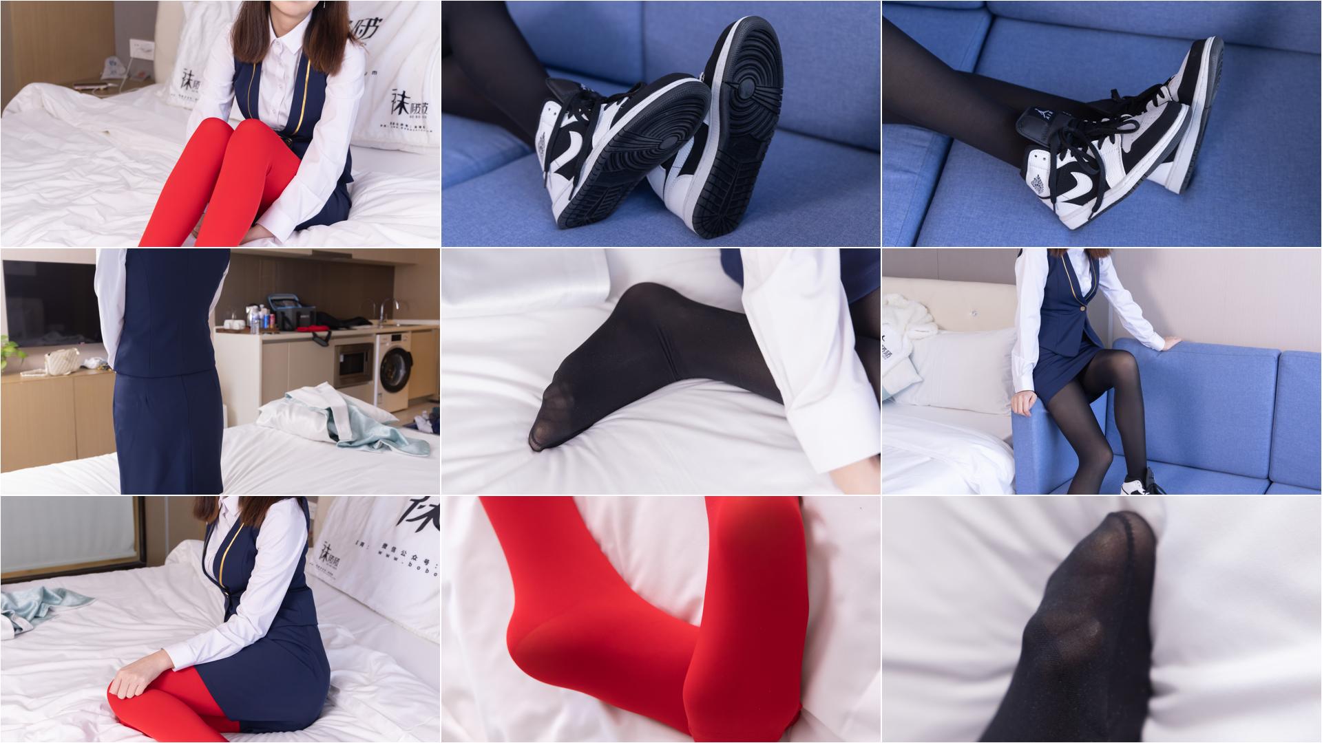 [BoBoSocks袜啵啵]NO.132 小甜豆-aj1板鞋、蓝色短靴、厚黑丝、厚红丝[145P+1V／6.53GB]-私房图片写真
