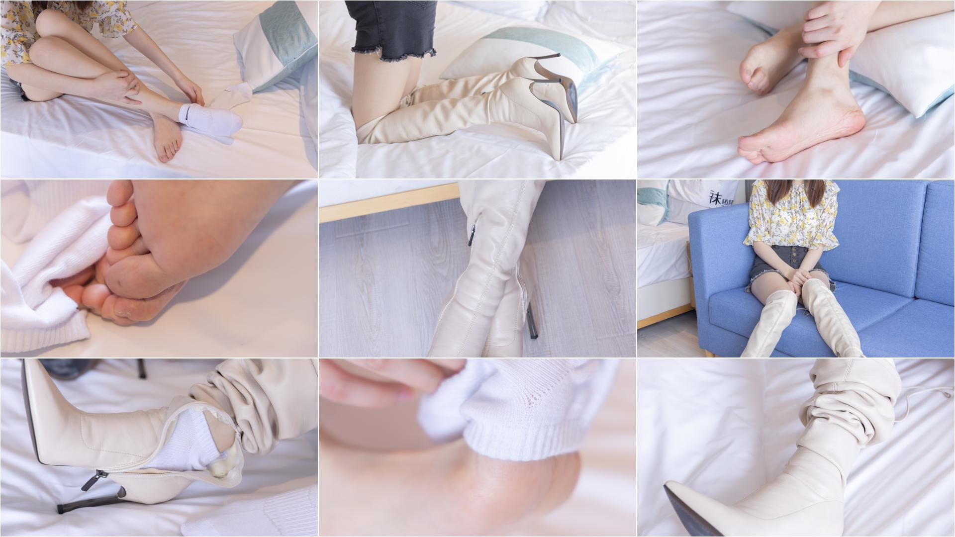 [BoBoSocks袜啵啵]NO.136 小甜豆-高跟长靴、白棉袜、裸足[200P+1V／7.31GB]-私房图片写真