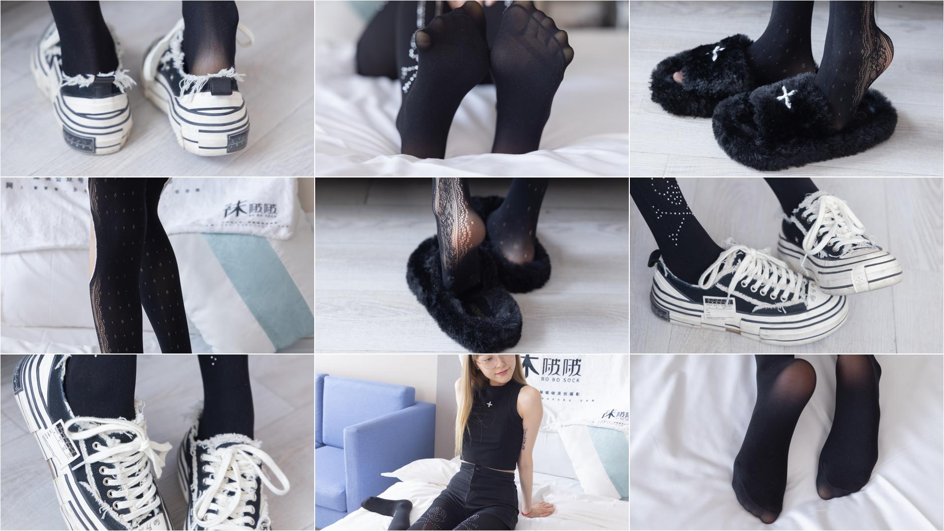 [BoBoSocks袜啵啵]NO.219 稚予-板鞋、拖鞋、厚黑丝、蕾丝黑丝[140P+1V／5.37GB]-私房图片写真