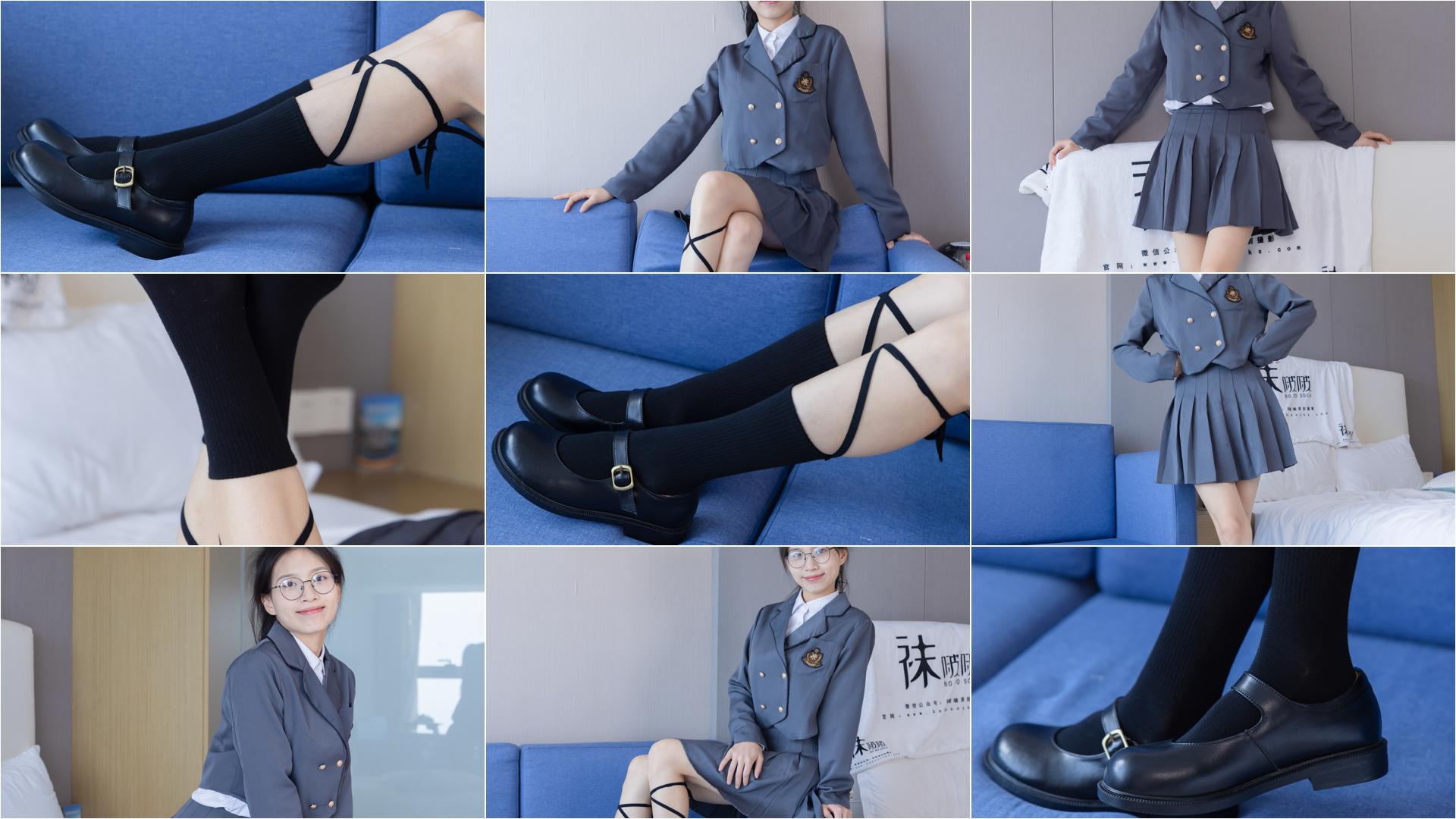 [BoBoSocks袜啵啵]NO.268 芝士-黑皮鞋、绑带黑棉袜、学院制服[140P+1V／5.93GB]-私房图片写真
